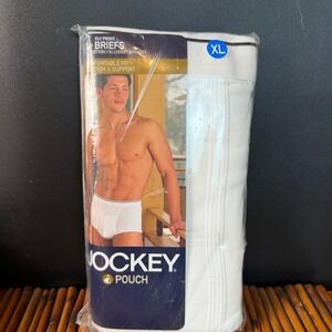 2006 Jockey Pouch 3 Pack Briefs Mens XL White Cotton Spandex Fly Front 1135 RARE